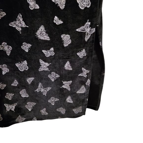 Motel Verdina Black Velour Glitter Butterfly Midi Dress - Picture 5 of 8